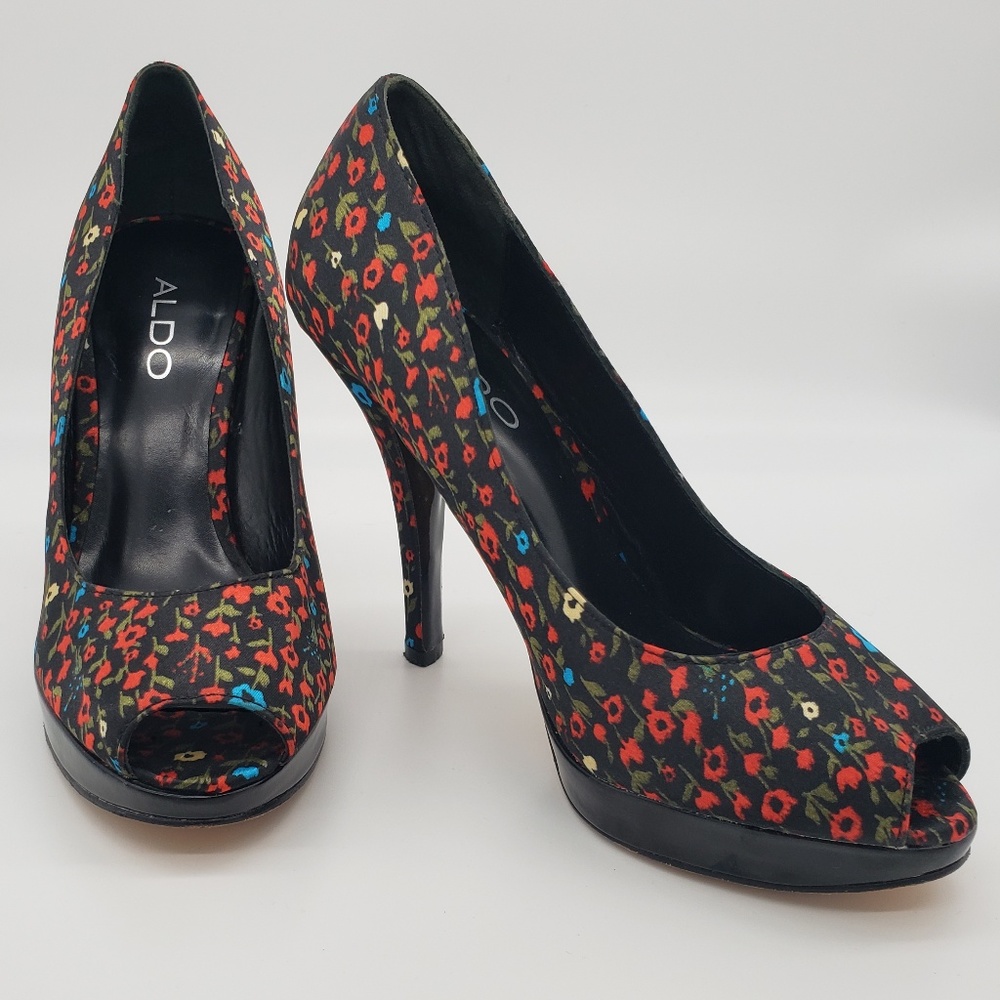 ALDO Fandriana Floral Satin Peep-toe Pumps